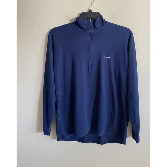 Patagonia Capilene Base Layer Men’s Size  Large Blue Pullover Poly Made in USA - Picture 1 of 5